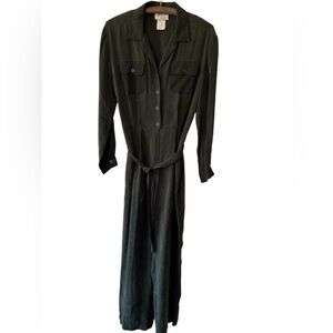 Jeffrey & Dara Forest Green Long Sleeve Jumpsuit Sz. 12 Made in USA Vintage 90s